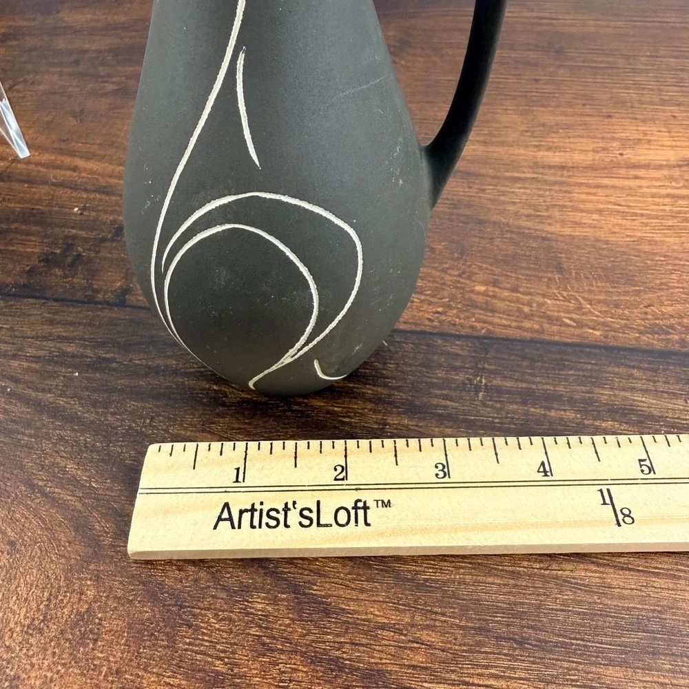 Stützel Sachs Aalen West German Pottery Cat Pitcher Sgraffito MCM
